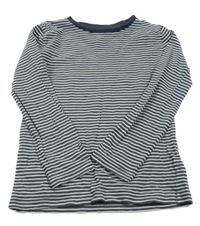 Šedomodro-bílé pruhované triko Tu