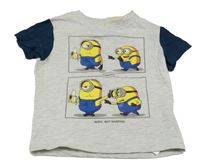 Šedo-tmavomodré tričko s Mimoni 