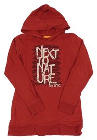 Vínová mikina s nápisem a kapucí Staccato