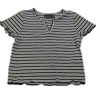 Černo-bílé pruhované žebrované tričko 