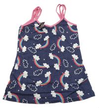 Nové - Tmavomodro-růžový top s duhami Peacocks