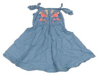 Světlemodré šaty s květy a volánky C&A