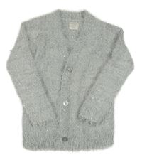 Světlešedý chlupatý třpytivý propínací svetr Terranova 