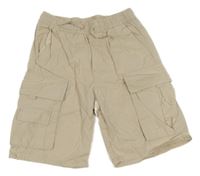 Béžové plátěné cargo kraťasy H&M
