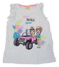 Bílý top s dívkami Kiki&Koko