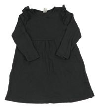 Antracitové žebrované šaty s volánky H&M
