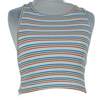 Dámský barevně pruhovaný žebrovaný crop top Zara 