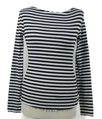 Dámské černo-bílé pruhované žebrované triko River Island
