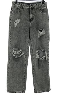 Dámské tmavošedé rifle s dírami Shein 