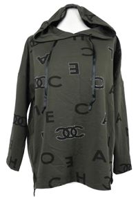 Dámská hnědá mikina s písmenky a kapucí 