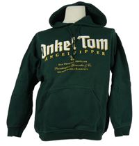 Pánská tmavozelená mikina s potiskem a kapucí Promodoro 