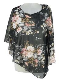 Dámská černá květovaná šifonová halenka 