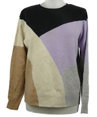 Dámský černo-béžovo-lila vzorovaný svetr M&S