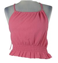 Dámský růžový strukturovaný crop top Gina Tricot 