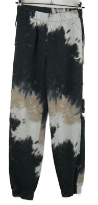 Dámské tmavošedo-bílo-béžové batikované cuff tepláky Hollister 