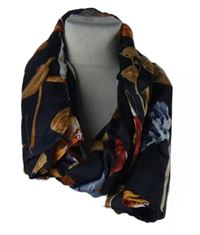 Dámská tmavomodrá květovaná šála 