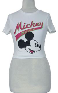 Dámské bílé crop tričko s Mickeym Disney 