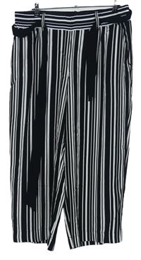 Dámské černo-bílé proužkované culottes kalhoty s páskem Street One 