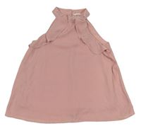 Světlerůžový šifonový top s kamínky Candy couture