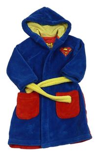 Modro-červený chlupatý župan Superman s kapucí M&S