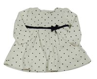 Bílé puntíkaté teplákové šaty s mašlí savannah