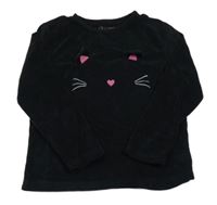 Černá sametová mikina s kočkou Primark