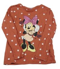 Rezavé puntíkaté triko s Minnie Disney
