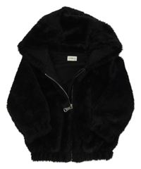 Černá kožešinová podšitá bunda s kapucí F&F