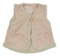 Světlerůžová semišová zateplená vesta Matalan