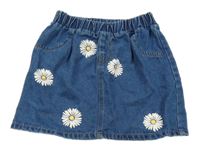 Modrá květinová riflová sukně Shein