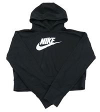Černá crop mikina s logem a kapucí Nike vel.176