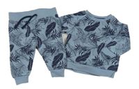 2set- modrá mikina s listy+ tepláky Primark