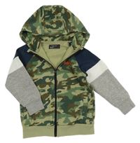 Army-tmavomodro-šedá propínací mikina s kapucí Next