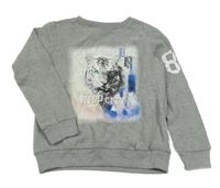 Šedá mikina s tygrem Pocopiano