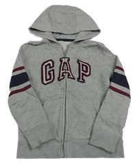 Světlešedá propínací mikina s logem a kapucí GAP