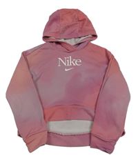 Růžovo-oranžovo-fialová crop mikina s logem a kapucí Nike
