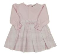 Světlerůžovo-kostkované teplákovo/plátěné šaty 