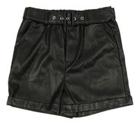 Černé koženkové kraťasy s páskem Primark