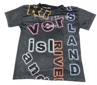 Šedé perforované tričko s nápise a všitou lambadou River Island