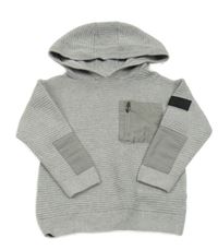 Šedá svetrová mikina s kapsičkou a kapucí Next