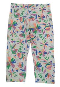Bílo-barevné capri legíny s květinami Limones