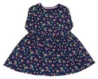 Tmavomodré bavlněné šaty s barevnými puntíky F&F