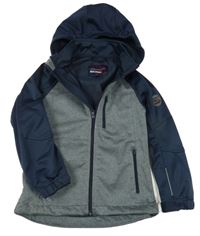 Tmavomodro-šedá softshellová bunda s kapucí DEEP FJORDS