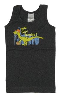 Tmavošedé tílko s dinosaurem