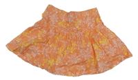 Oranžová květovaná bavlněná sukně 