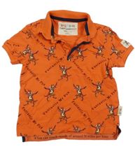 Oranžové polo tričko s vlky a nápisy Roald Dahl 