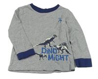 Šedé pyžamové triko s dinosaury 
