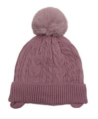 Starorůžová pletená čepice s bambulí