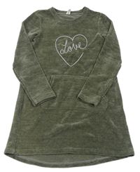 Tmavošedé žinylkové šaty se srdcem s nápisem Yigga