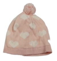 Růžová čepice se srdíčky a bambulí Ergee